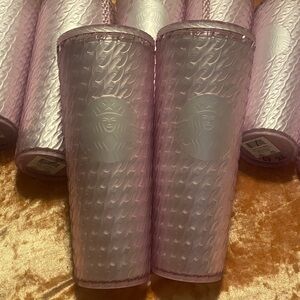 💜Bundle 2Starbucks 2024 MattePink ChainLink SoftTouch Venti 24oz.Tumbler ColdCup